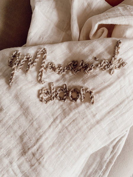 Hand Embroidered Muslin Swaddle