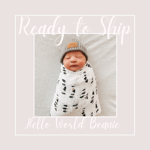 Ready to Ship- Hello World Newborn Beanie